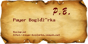 Payer Boglárka névjegykártya